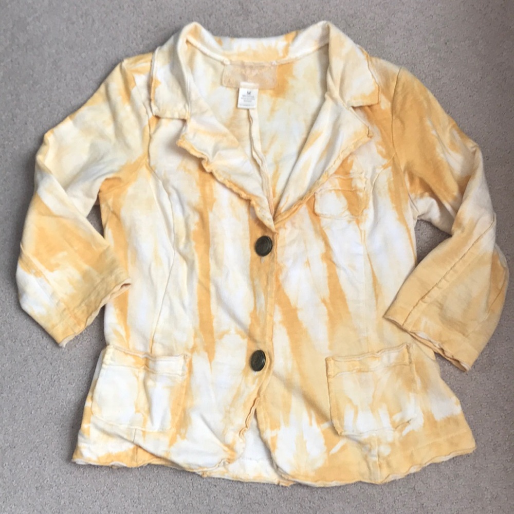 Yellow Cotton Tie Dye Blazer